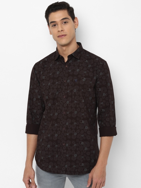 Allen Solly Men Brown & Off-White Slim Fit Printed Casual Shirt