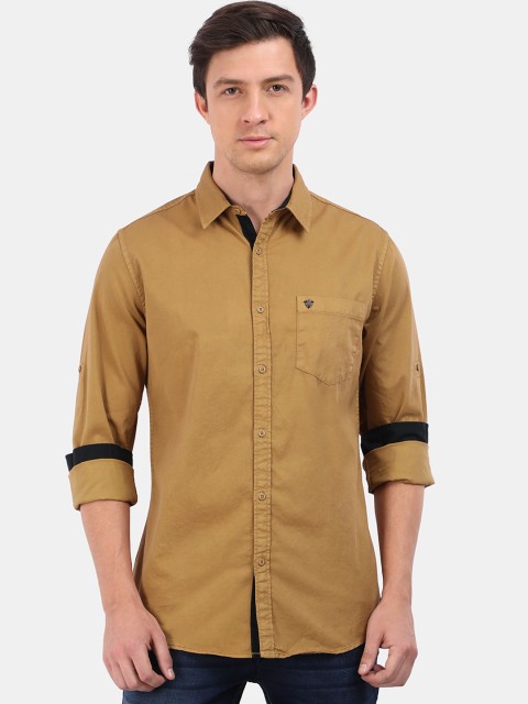 

VUDU Men Khaki Pure Cotton Regular Fit Solid Casual Shirt