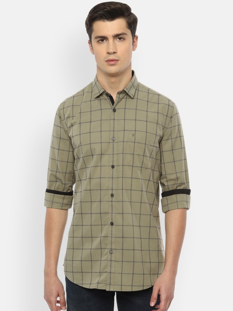 

Van Heusen Sport Men Olive Green Slim Fit Checked Cotton Casual Shirt