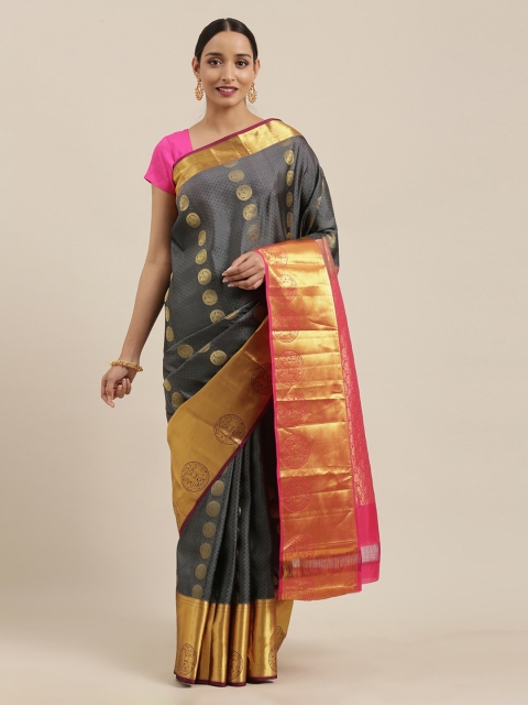 

The Chennai Silks Grey & Gold-Toned Pure Silk Woven Design Kanjeevaram Saree