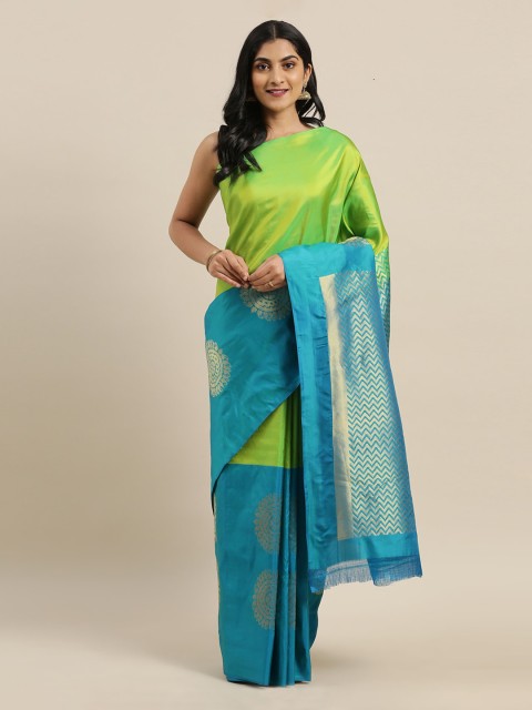 

The Chennai Silks Green & Blue Pure Silk Woven Design Kanjeevaram Saree