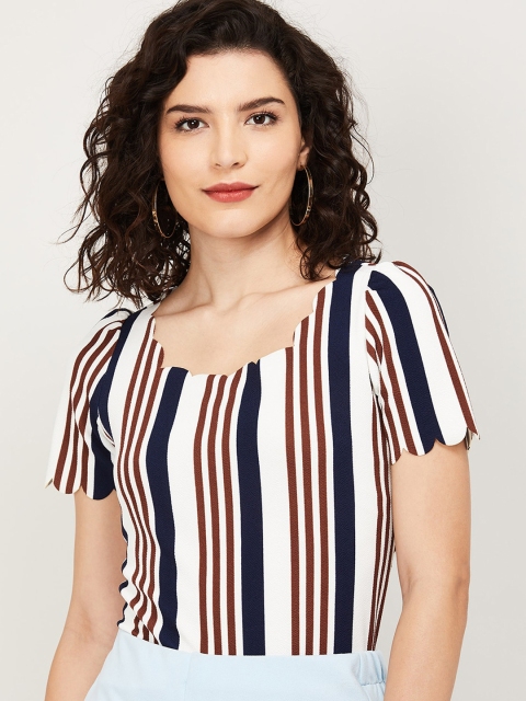

CODE by Lifestyle Multicoloured Striped Linen Regular Top, Multi