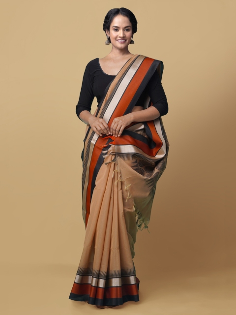 

Unnati Silks Brown Solid Bhagalpuri Handloom Saree