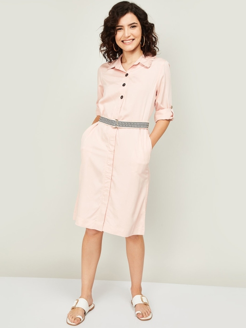 

Fame Forever by Lifestyle Women Pink Solid Shirt Dress
