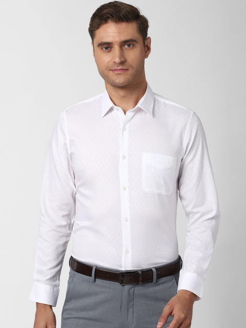 

Peter England Men White Slim Fit Self-Design Pure Cotton Semiformal Shirt