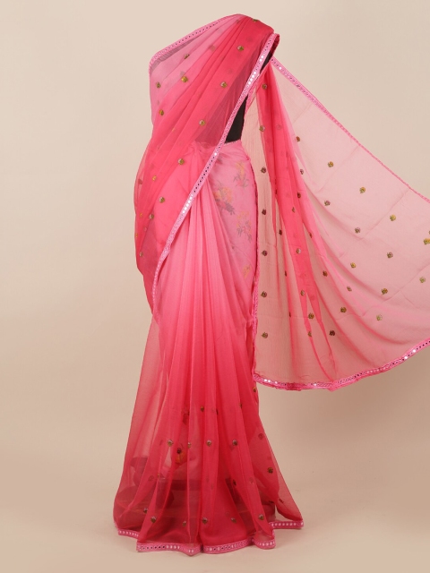 

Pothys Pink Embroidered Poly Chiffon Saree