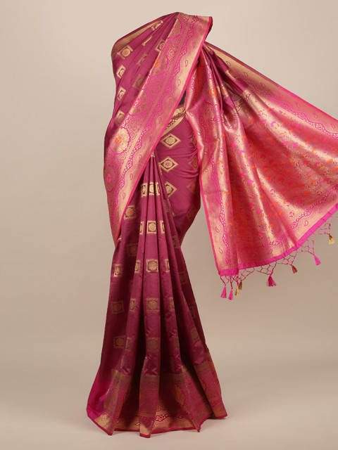 

Pothys Burgundy & Pink Jute Silk Woven Design Saree