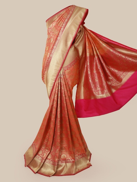 

Pothys Peach-Coloured & Pink Pure Silk Woven Design Banarasi Saree