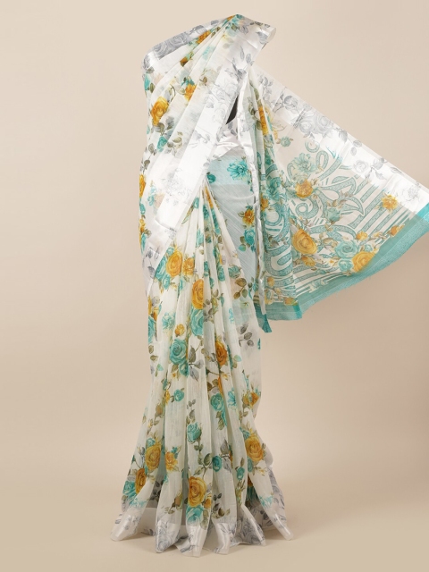 

Pothys Cream-Coloured Printed Jute Silk Saree