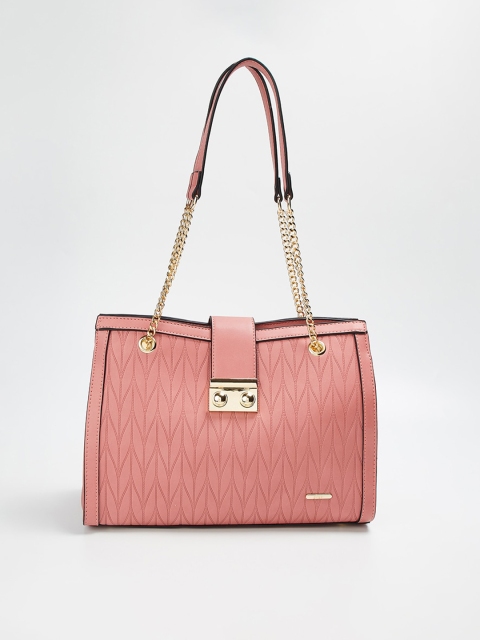 

Ginger by Lifestyle Pink Textured Structured Shoulder Bag
