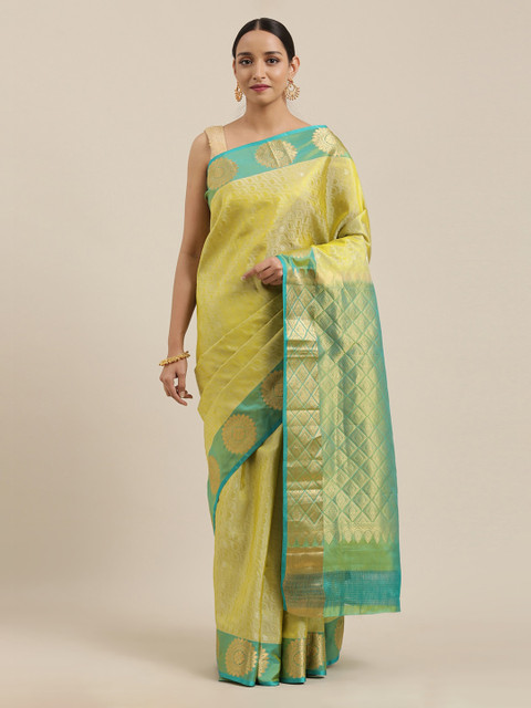

The Chennai Silks Lime Green Pure Silk Woven Design Kanjeevaram Saree