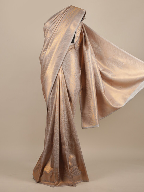 

Pothys Grey & Gold-Toned Jute Silk Woven Design Saree