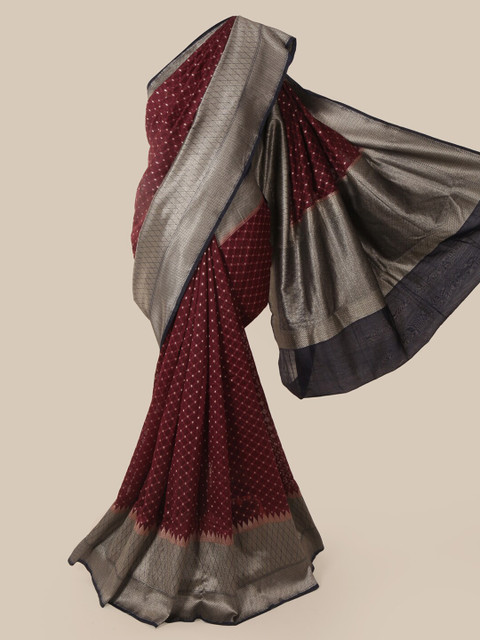 

Pothys Maroon Pure Silk Woven Design Banarasi Saree