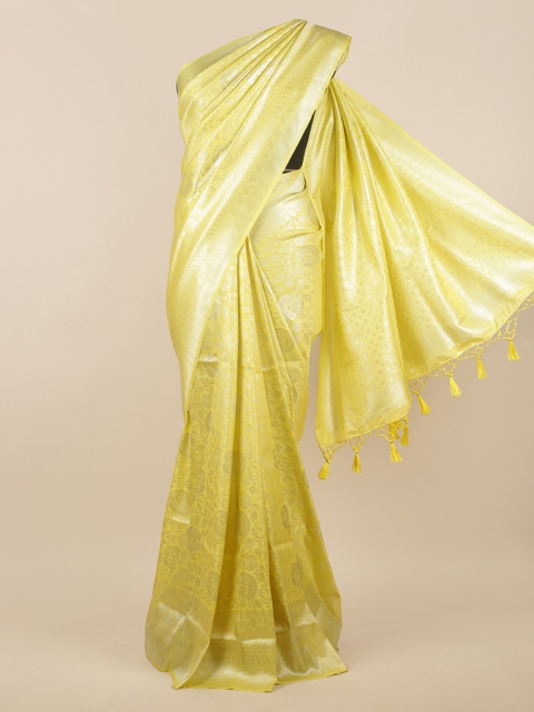 

Pothys Lime Yellow & Gold-Coloured Jute Silk Woven Design Saree, Lime green
