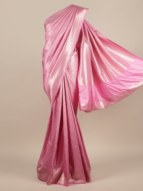 

Pothys Pink & Silver-Coloured Jute Silk Woven Design Saree