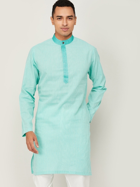 

Melange by Lifestyle Men Sea Green Striped Kurta