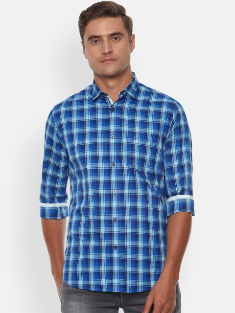 

Van Heusen Sport Men Blue Pure Cotton Slim Fit Checked Casual Shirt