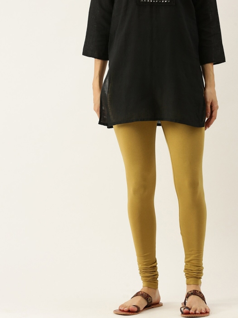 

De Moza Women Khaki-Colored Solid Churidar-Length Leggings