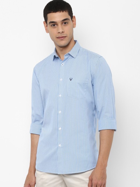 

Allen Solly Men Blue & White Slim Fit Striped Pure Cotton Casual Shirt