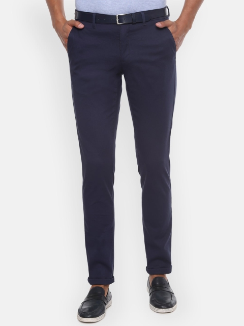 

Van Heusen Sport Men Navy Blue Slim Fit Solid Regular Trousers