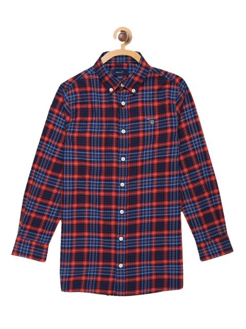 

GANT Boys Blue & Orange Checked Slim Fit Cotton Casual Shirt