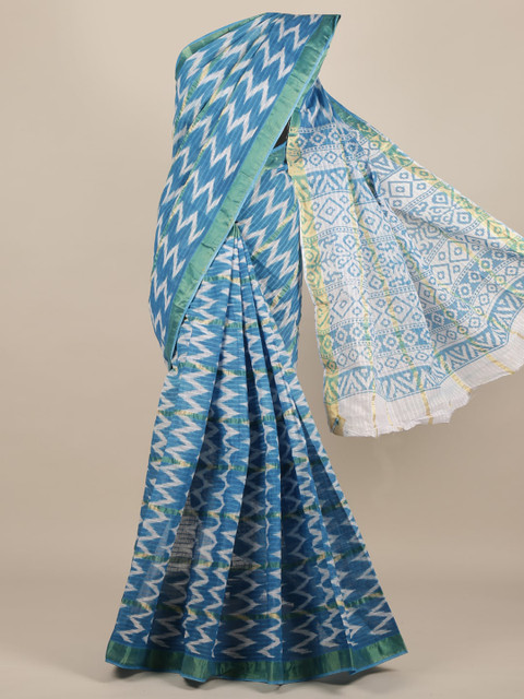 

Pothys Blue & White Pure Cotton Printed Saree