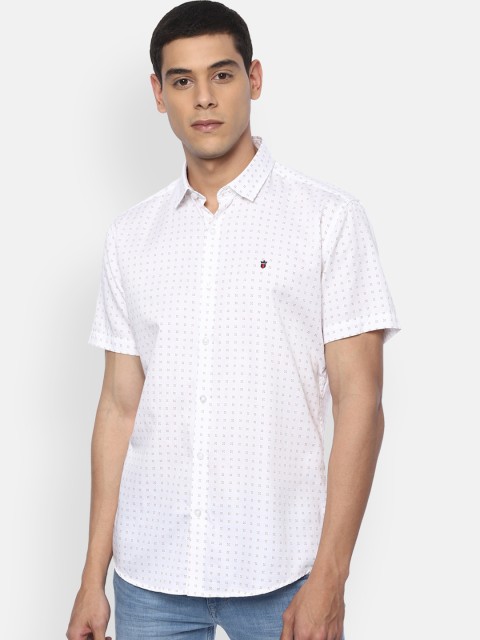 

Louis Philippe Jeans Men White Pure Cotton Slim Fit Printed Casual Shirt
