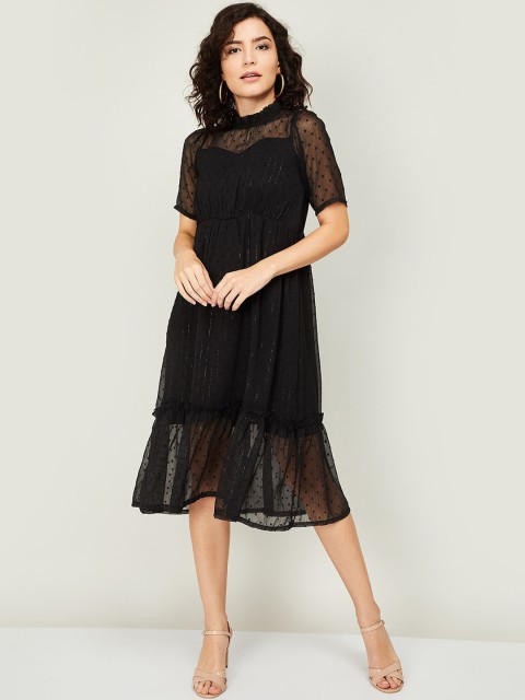 

CODE by Lifestyle Women Black Self Design A-Line Dress