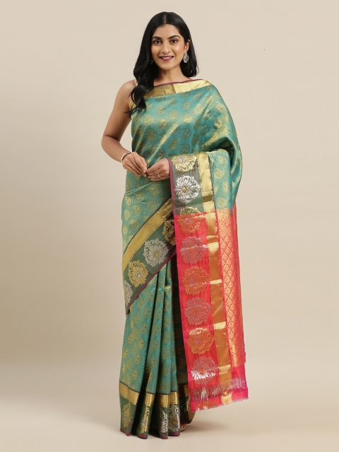

The Chennai Silks Green Pure Silk Woven Design Kanjeevaram Saree