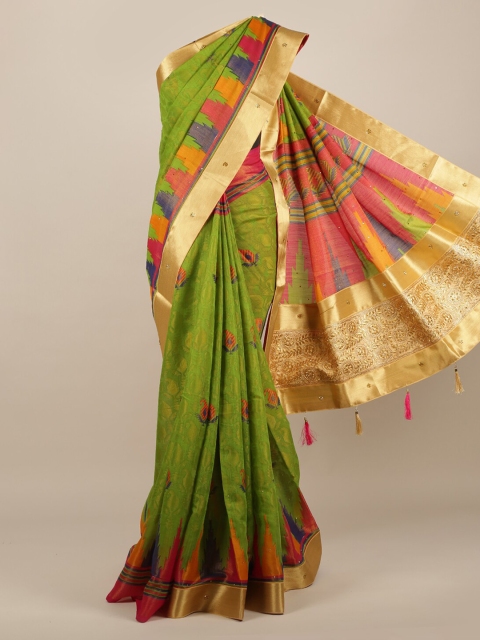 

Pothys Green Woven Design Jute Silk Saree
