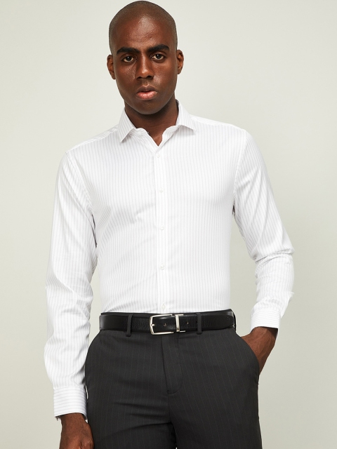 

CODE by Lifestyle Men White Slim Fit Striped CITRUS Cotton Formal Shirt