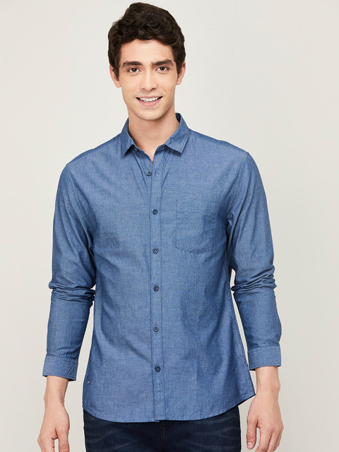 

Forca Men Blue Slim Fit Solid Casual Shirt