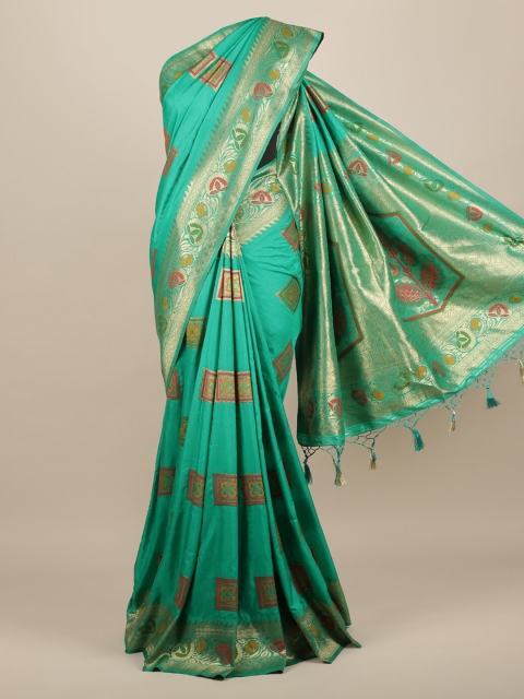 Pothys Green Woven Design Jute Silk Saree