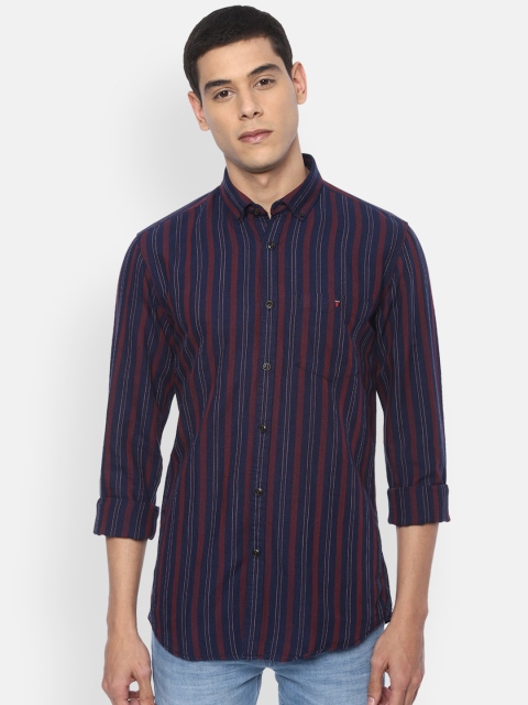 

Louis Philippe Jeans Men Navy Blue Slim Fit Striped Casual Shirt