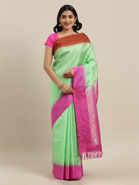 

The Chennai Silks Green Pure Silk Solid Dharmavaram Saree