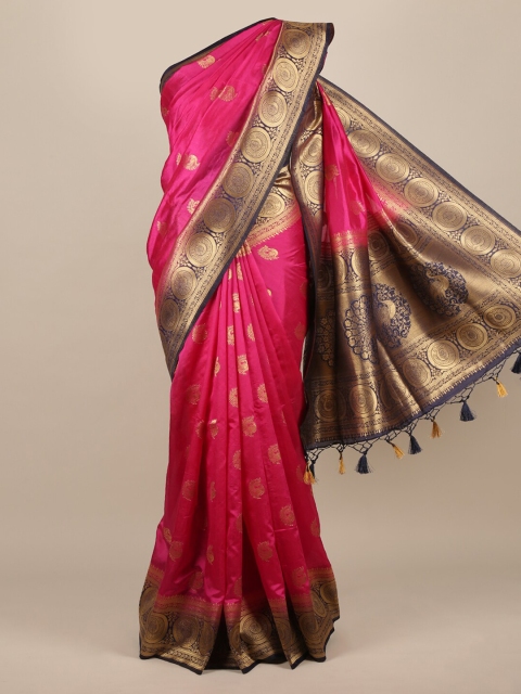 

Pothys Magenta & Gold-Toned Jute Silk Woven Design Saree