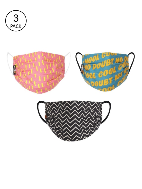 

LIVE IT SAFE Unisex Pack Of 3 Cotton 4-Ply Reusable Cloth Face Masks With Nano Technology, Black