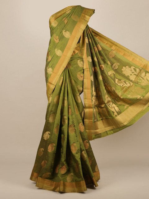 

Pothys Green Woven Design Jute Silk Saree