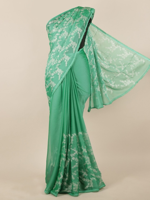 

Pothys Green Woven Design Poly Chiffon Saree