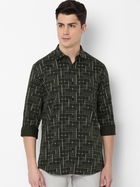 

Allen Solly Men Olive Green Slim Fit Printed Pure Cotton Casual Shirt