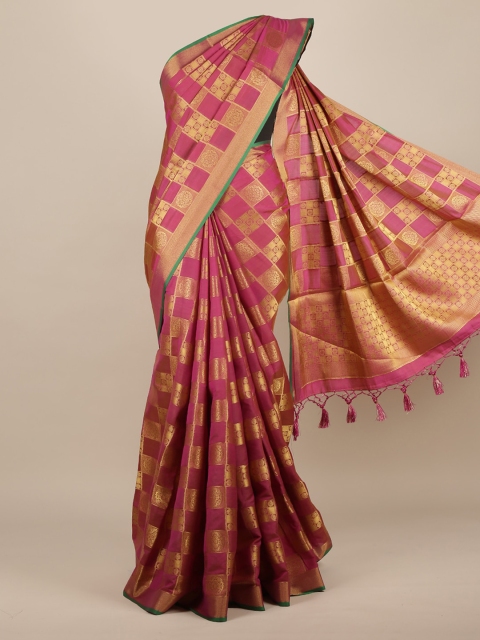 

Pothys Purple & Gold-Toned Jute Silk Woven Design Saree