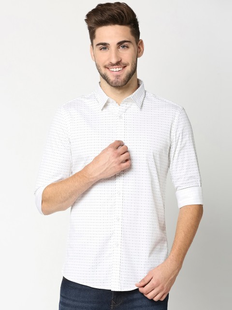 

Bewakoof Men White & Black Regular Fit Printed Twill Casual Shirt