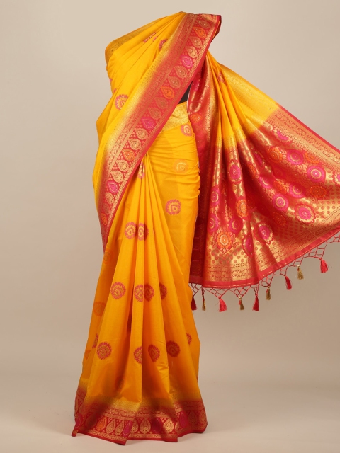 

Pothys Yellow Woven Design Jute Silk Saree