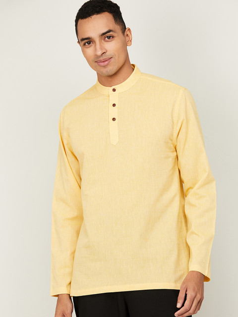 

Melange by Lifestyle Men Yellow Cotton Kurta