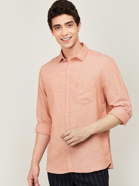 

CODE by Lifestyle Men Orange Regular Fit Solid IRISH R Linen Casual Shirt