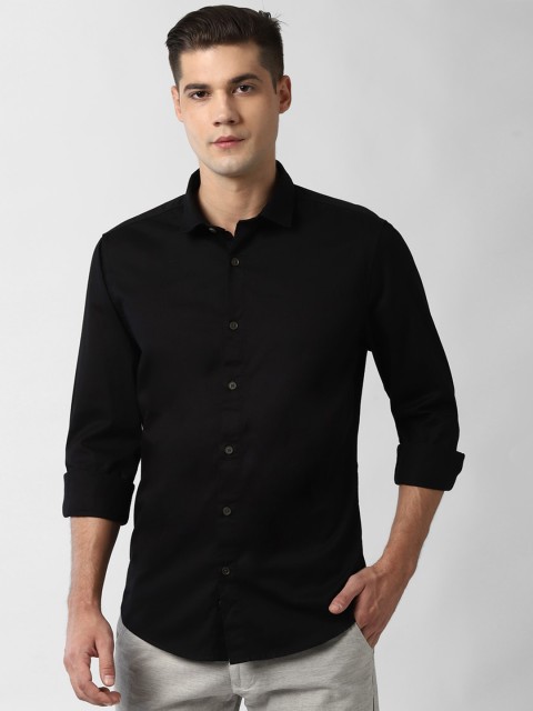 

Peter England Casuals Men Black Slim Fit Solid Shirt