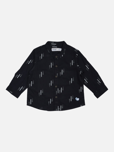 

ZERO THREE Boys Navy Blue Regular Fit Printed Cotton Casual Shirt