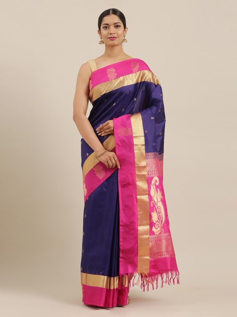 

The Chennai Silks Navy Blue Pure Silk Woven Design Kanjeevaram Saree