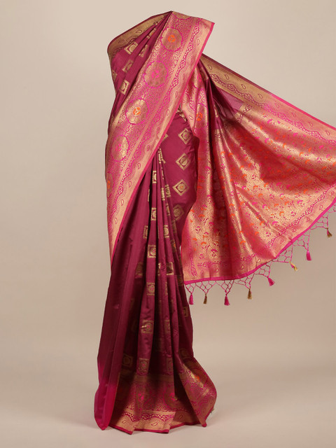 

Pothys Purple Woven Design Jute Silk Saree