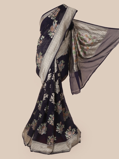 

Pothys Blue Pure Silk Woven Design Banarasi Saree